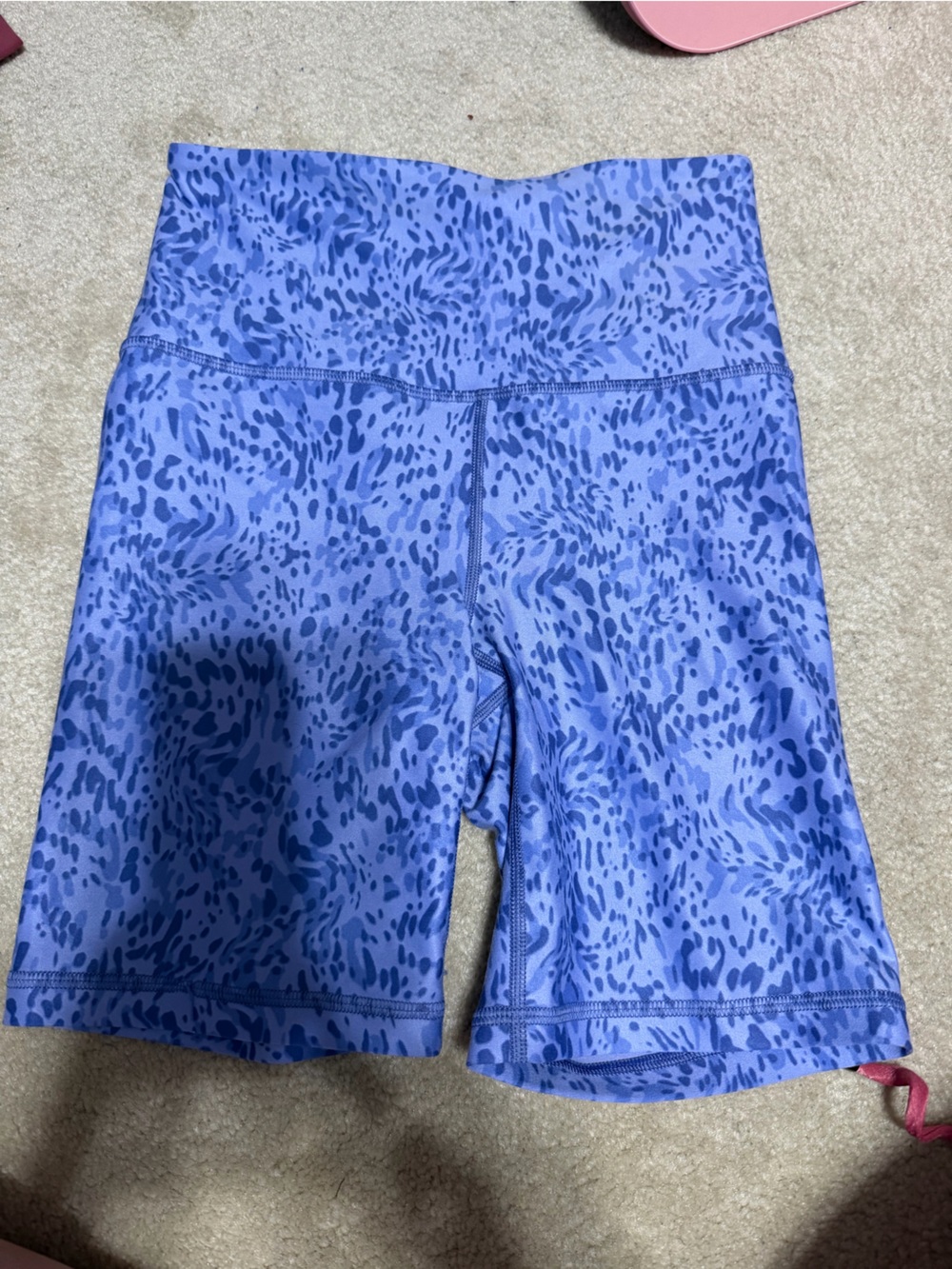 Athleta Lavender Blue Animal Print High-Rise Bike Shorts